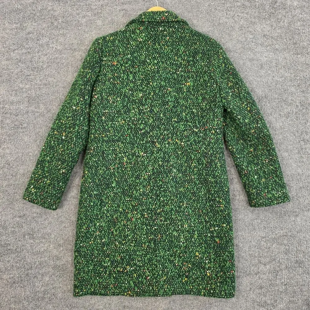 J Crew Coat Women 4 Daphne Boucle Tweed Single Breasted Green Preppy Chic